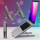 Folding Adjustable Steel Laptop Stand - Portable Ergonomic Multi Angle Desk Riser Lightweight Heat Dissipation Notebook Holder Mount