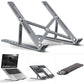 Folding Adjustable Steel Laptop Stand - Portable Ergonomic Multi Angle Desk Riser Lightweight Heat Dissipation Notebook Holder Mount